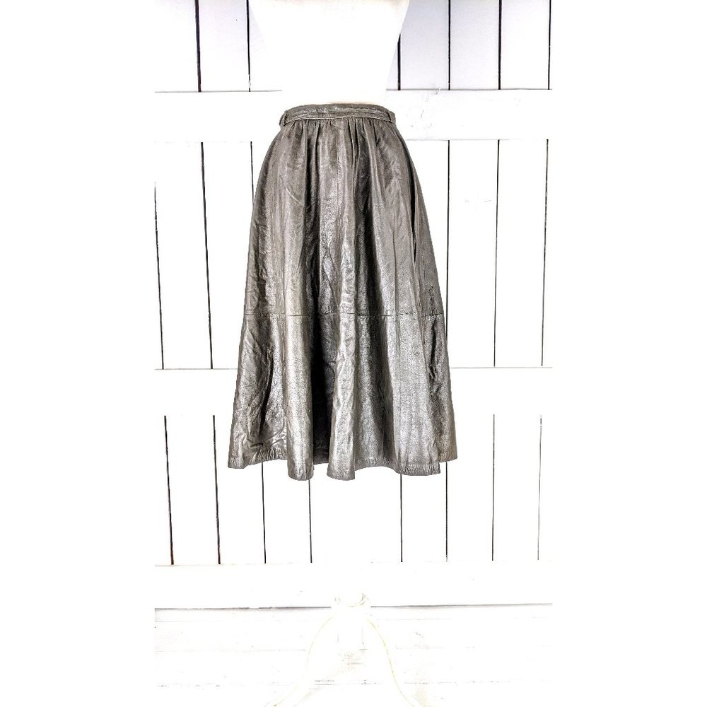 Vintage Ledermuller genuine leather high waist skirt with pockets